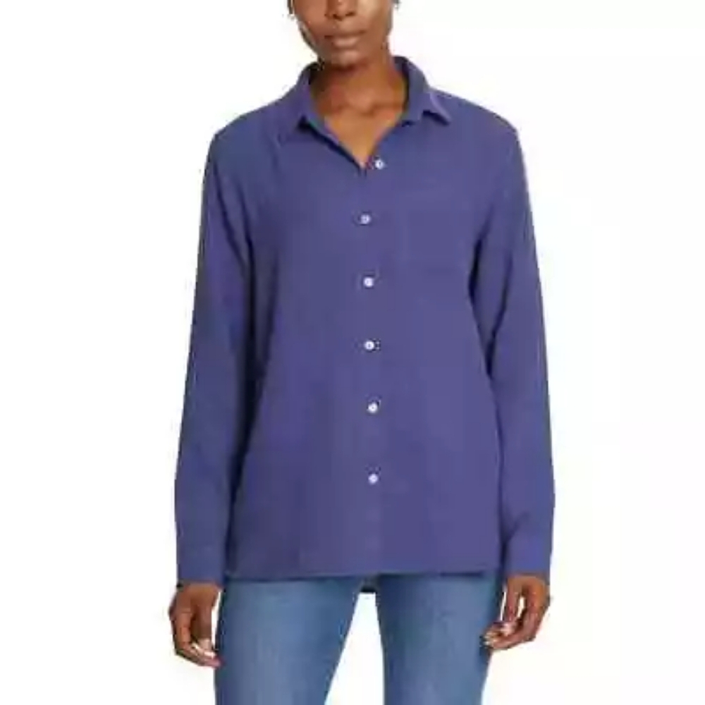 Jessica Simpson Womens Ladies' Gauze Button Front Shirt, Blue Small - Picture 2 of 3